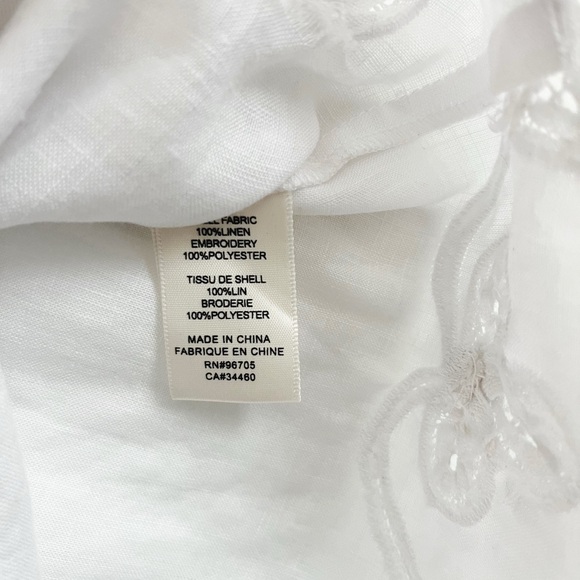 Rebecca Taylor Terri Top Embroidered Blouse Linen White Medium Milk - Picture 9 of 11